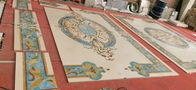 Natürliche Blumen-runder Wasserstrahlmarmor deckt Medaillon-Teppich mit Ziegeln