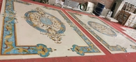 Natürliche Blumen-runder Wasserstrahlmarmor deckt Medaillon-Teppich mit Ziegeln
