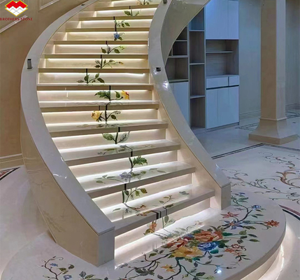 Moderne, polierte Beige-Marmor-Treppen für Hotels und Villen