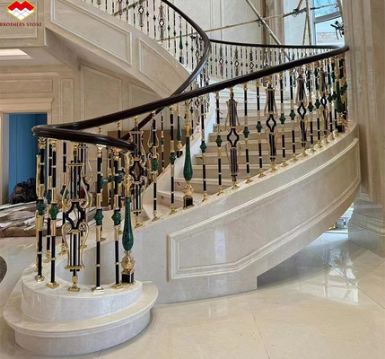 Moderne, polierte Beige-Marmor-Treppen für Hotels und Villen