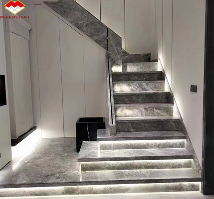 Moderne, polierte Beige-Marmor-Treppen für Hotels und Villen