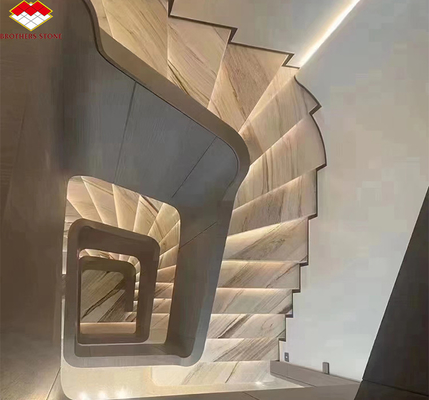 Moderne, polierte Beige-Marmor-Treppen für Hotels und Villen