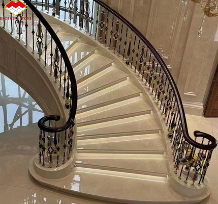 Moderne, polierte Beige-Marmor-Treppen für Hotels und Villen
