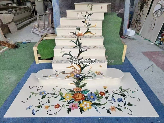 Moderne Design-Stil rutschfeste Beige-Marmor-Treppenteppich für natürliche Steinstufen