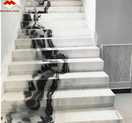 Buchmatch Panda Weißmarmor Treppe für moderne Innenarchitektur im professionellen Hotel