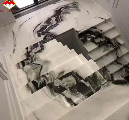 Buchmatch Panda Weißmarmor Treppe für moderne Innenarchitektur im professionellen Hotel