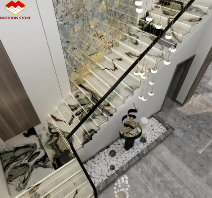 Polierte Treppenbretter aus modernem Panda-Weißmarmor für Heim- und Hoteldesign