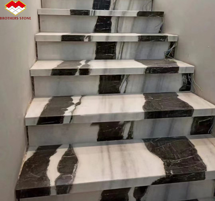 Einfache Installation Panda weiße Marmortreppe mit modernem Design und LED-Wandbeleuchtung