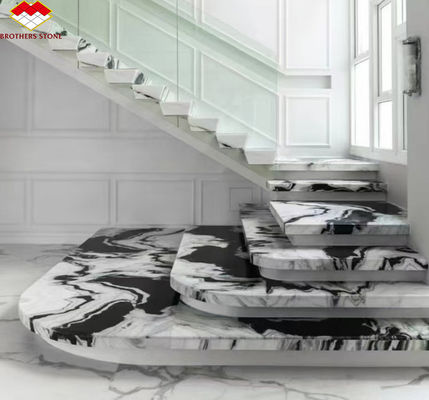 Custom Luxury Panda Weißmarmor Treppe Naturstein für gerade Treppe Design