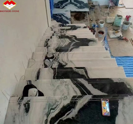 Custom Luxury Panda Weißmarmor Treppe Naturstein für gerade Treppe Design