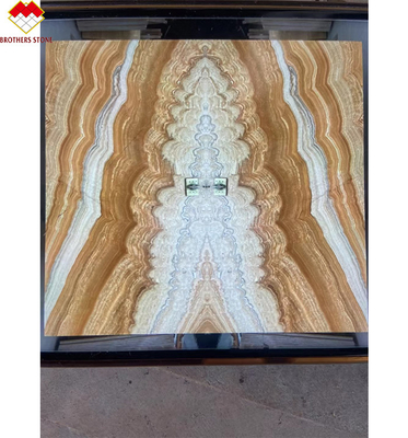 Moderne Design-Stil Hintergrundbeleuchtung Gelb Onyx Buch Übereinstimmung mit modernen natürlichen Tiger Onyx Slab