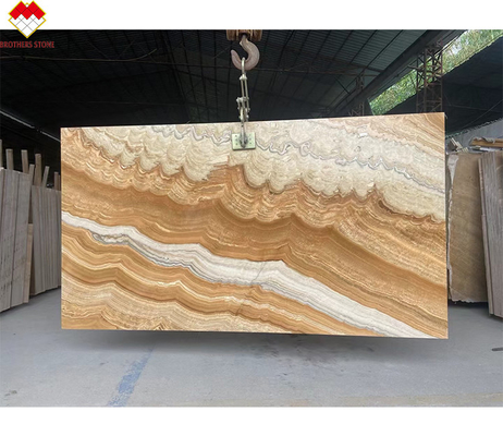 Moderne Design-Stil Hintergrundbeleuchtung Gelb Onyx Buch Übereinstimmung mit modernen natürlichen Tiger Onyx Slab
