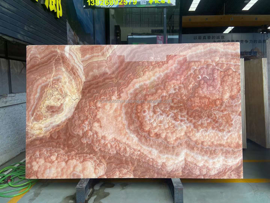 Polsterte Rot-Drachen-Jade-Onyx-Slab-Bodenfliesen für Waschbecken Komponente 16 mm Dicke