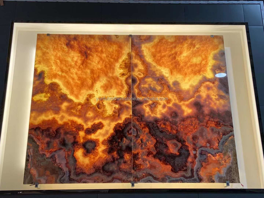 Polsterte Rot-Drachen-Jade-Onyx-Slab-Bodenfliesen für Waschbecken Komponente 16 mm Dicke