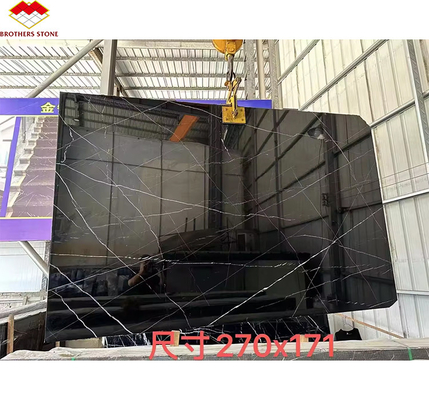 Moderne Nero Marquina Schwarz-Weiß-Stipe-Marmor polierte natürliche große Platten für Hotel-Villa