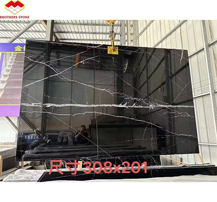 Moderne Nero Marquina Schwarz-Weiß-Stipe-Marmor polierte natürliche große Platten für Hotel-Villa