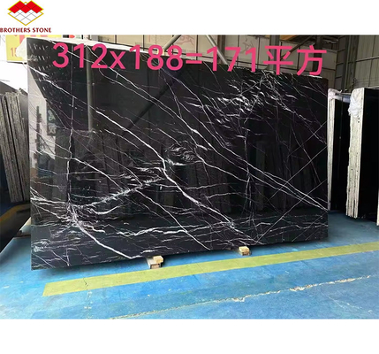 Moderne Nero Marquina Schwarz-Weiß-Stipe-Marmor polierte natürliche große Platten für Hotel-Villa