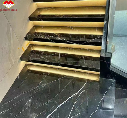 Moderne Nero Marquina Schwarz-Weiß-Stipe-Marmor polierte natürliche große Platten für Hotel-Villa