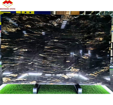 Moderne natürliche Phönix Feder Schwarzgold Marmor Stein Treppe Fliesen Große Platte