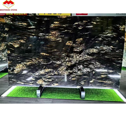 Moderne natürliche Phönix Feder Schwarzgold Marmor Stein Treppe Fliesen Große Platte