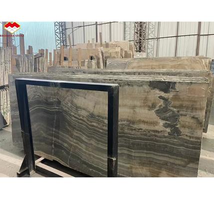 Hotelbad Wandplatte und Waschbecken aus Naturstein Onyx Marmor