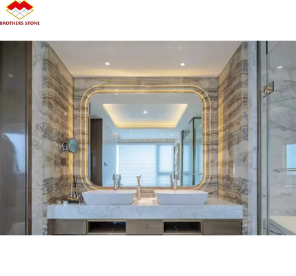 Hotelbad Wandplatte und Waschbecken aus Naturstein Onyx Marmor