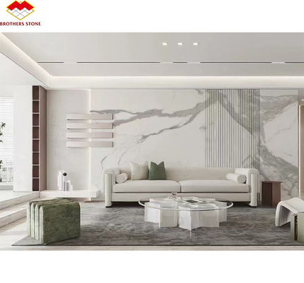 Modernes Design Italien Weiße Calacatta Marmorplatte für Küchentisch und Wandplatte