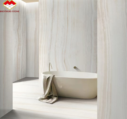 Modernes Design Hotel Bad Wandpaneel mit Hintergrundbeleuchtung Naturstein Weiß Onyx Marmor