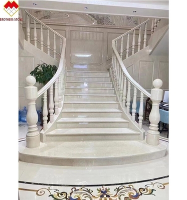 Innenraumcreme Beige Marmor rutschfeste geschwungene Treppen Fliesen für modernes Design
