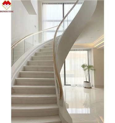 Innenraumcreme Beige Marmor rutschfeste geschwungene Treppen Fliesen für modernes Design