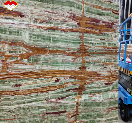 Polerierte Oberflächenveredelung Pakistan Bambus Onyx Marmorplatten für den Tisch Moderne Design-Stil
