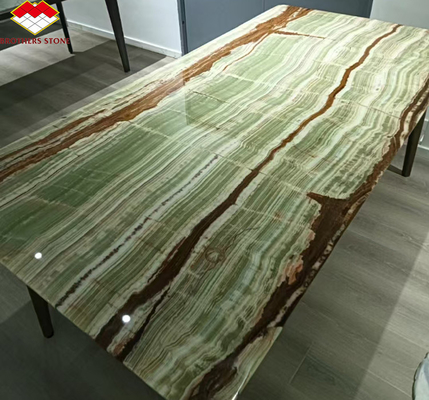 Polerierte Oberflächenveredelung Pakistan Bambus Onyx Marmorplatten für den Tisch Moderne Design-Stil
