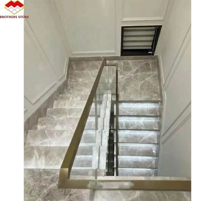 Natürlicher Stein Gerade Treppe Moderne Indoor Grau Marmor Anti-Rutsch Treppe Fliesen