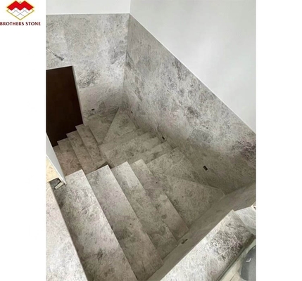 Natürlicher Stein Gerade Treppe Moderne Indoor Grau Marmor Anti-Rutsch Treppe Fliesen