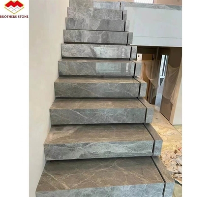 Natürlicher Stein Gerade Treppe Moderne Indoor Grau Marmor Anti-Rutsch Treppe Fliesen