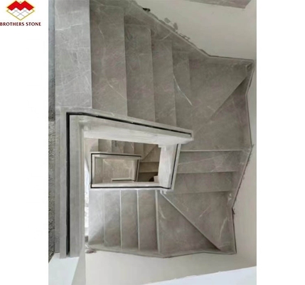 Natürlicher Stein Gerade Treppe Moderne Indoor Grau Marmor Anti-Rutsch Treppe Fliesen