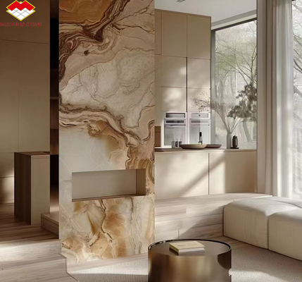 Moderne Onyx Marmor Gold Ader Holz Gelb Gold Korn Badewanne Dekor für moderne Häuser
