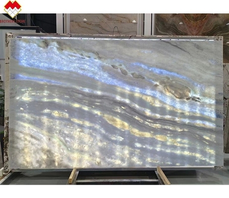 Hintergrundbeleuchtung Blaue Roma Quarzit Steinplatte für Dinner Table Vanity Arbeitsplattenwandplatte