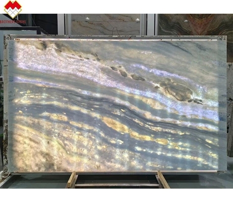 Hintergrundbeleuchtung Blaue Roma Quarzit Steinplatte für Dinner Table Vanity Arbeitsplattenwandplatte