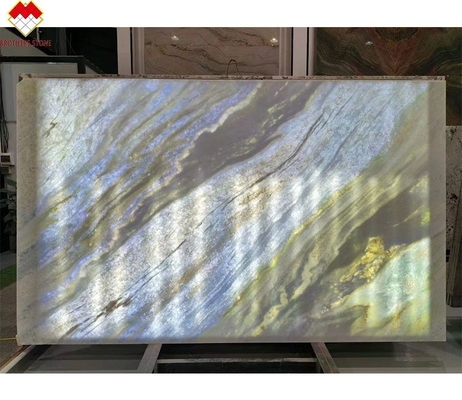 Hintergrundbeleuchtung Blaue Roma Quarzit Steinplatte für Dinner Table Vanity Arbeitsplattenwandplatte