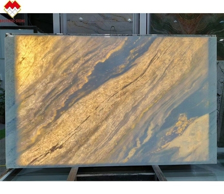 Hintergrundbeleuchtung Blaue Roma Quarzit Steinplatte für Dinner Table Vanity Arbeitsplattenwandplatte