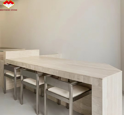 Pollierter Beige runder Travertin Esstisch Moderne Steinmöbel für Wohnzimmer