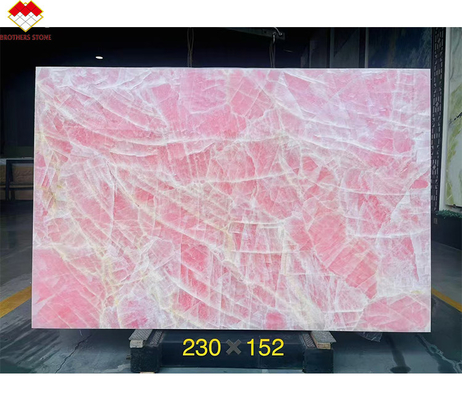 Tisch-Tischbodenfliesen Rosa Onyx Marmorplatte mit Hintergrundlicht Natürliche Eiszeit Rosa Jade