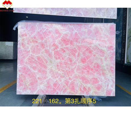 Tisch-Tischbodenfliesen Rosa Onyx Marmorplatte mit Hintergrundlicht Natürliche Eiszeit Rosa Jade