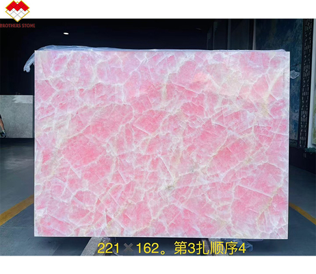 Tisch-Tischbodenfliesen Rosa Onyx Marmorplatte mit Hintergrundlicht Natürliche Eiszeit Rosa Jade