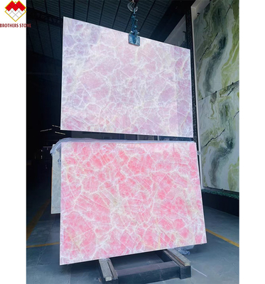 Tisch-Tischbodenfliesen Rosa Onyx Marmorplatte mit Hintergrundlicht Natürliche Eiszeit Rosa Jade