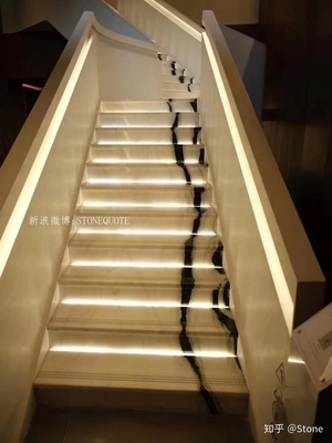 9/12/15mm Dicke LED Licht folgt Panda Weiße Marmor Treppe mit Naturstein