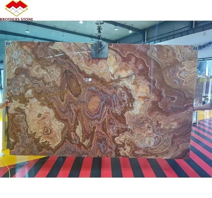 Polierter durchscheinender Naturtiger Rot Onyx Marmor für modernes Hintergrundlicht Jade Hotel Design