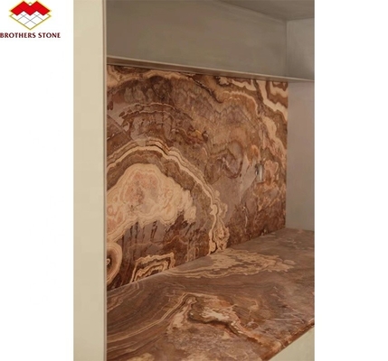 Polierter durchscheinender Naturtiger Rot Onyx Marmor für modernes Hintergrundlicht Jade Hotel Design