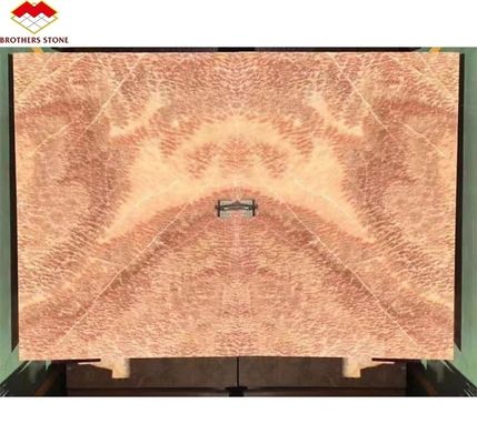 Modernes Design Polsterte Marmor-Buchmatch-Fliesen kundenspezifische Hintergrundbeleuchtung Rote Drache Jade Onyx Wand